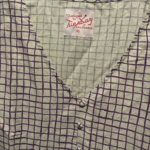 TUESDAY OF CALIFORNIA Natural Oatmeal/Violet Linen Dress 55%Linen 45%Cotton